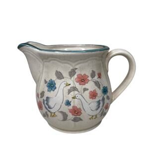 Vintage Country Classics Creamer – White Country Geese Duck Floral Pattern Japan
